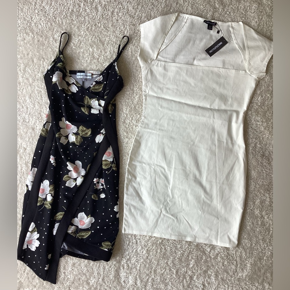 PrettyLittleThing Black and White Sleeveless Mini Dress